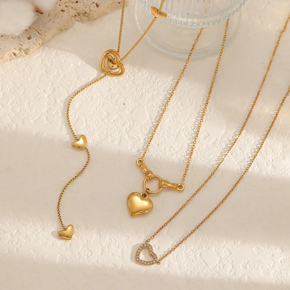 Colar Amora Coração com Zircônia | Conjunto 3 Peças